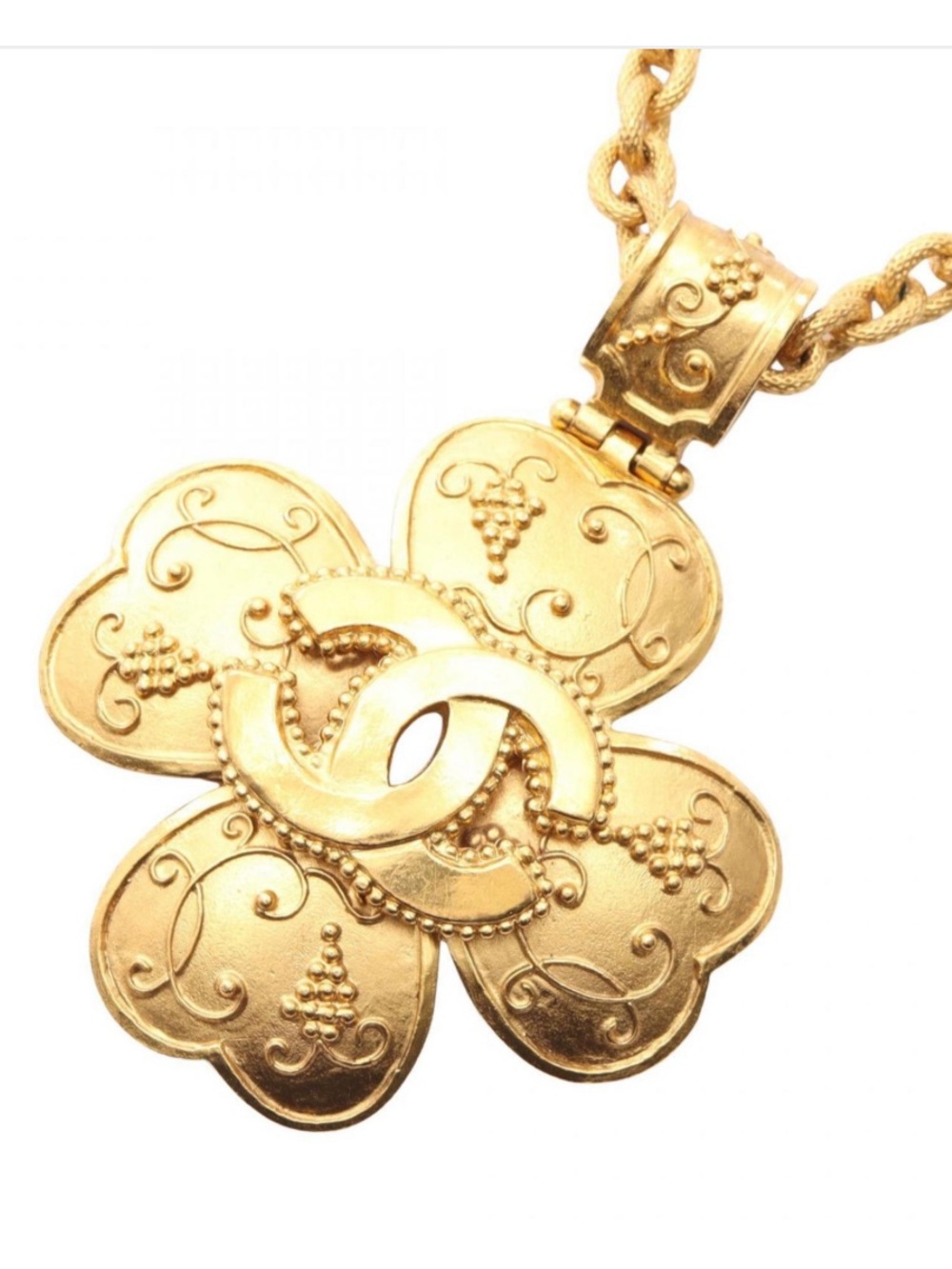 Vintage Chanel CC Clover Statement Necklace